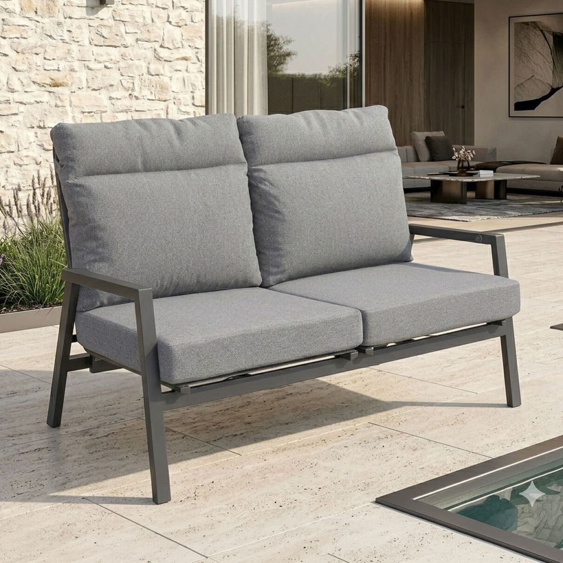 OUTLIV. Perth Diningsofa verstellbar Aluminium/Polyester