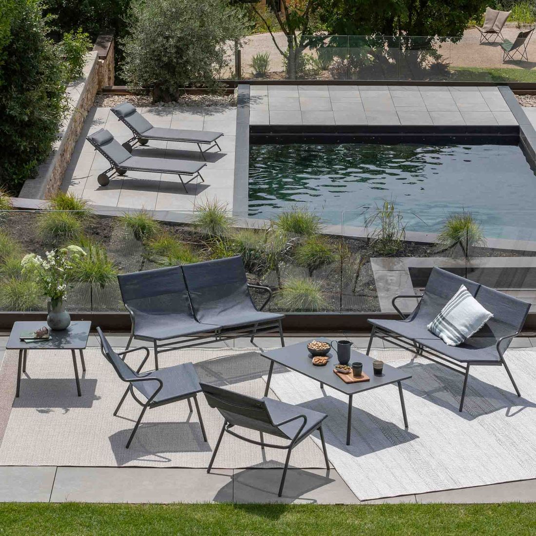 Lafuma Vence Loungetisch 59x59cm Stahl