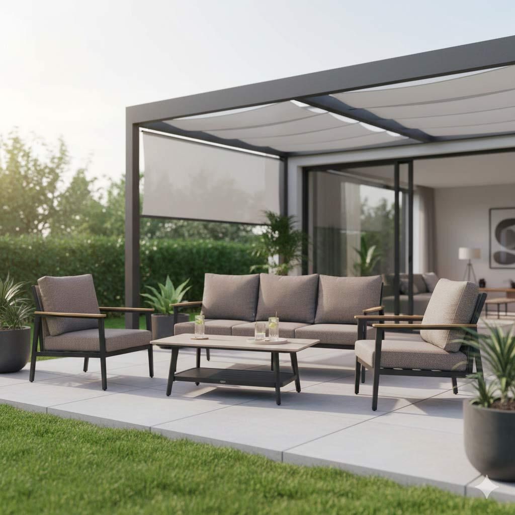 Siena Garden Liguria Loungeset inkl. Loungetisch Aluminium/Gardino-Geflecht/Polyester