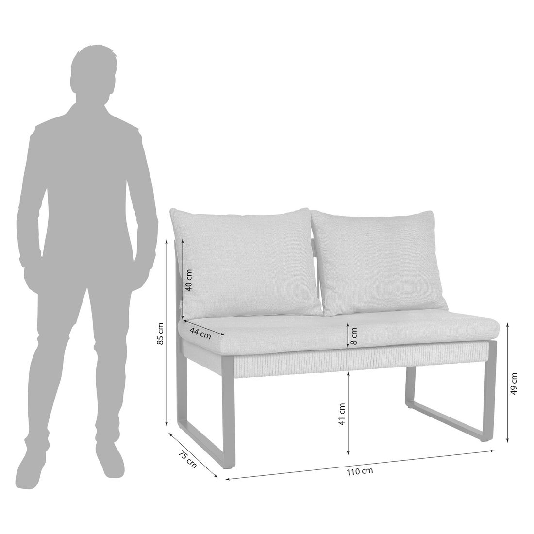 Stern Tammo Diningsofa Aluminium/Rope/Outdoorstoff
