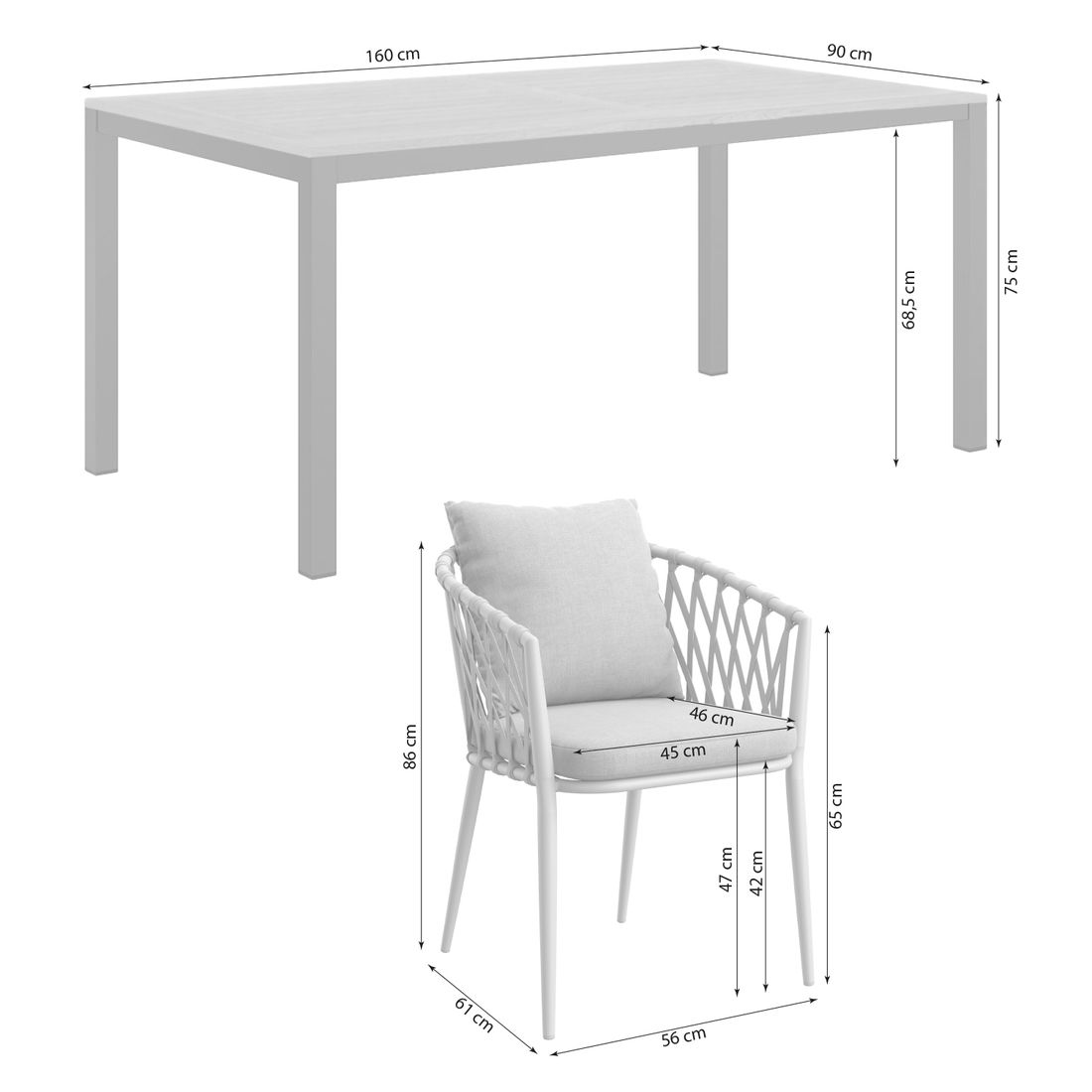 LC Garden Sunrepo Gartenmöbel-Set M (4 Plätze) mit OUTLIV. Tisch 160x90cm