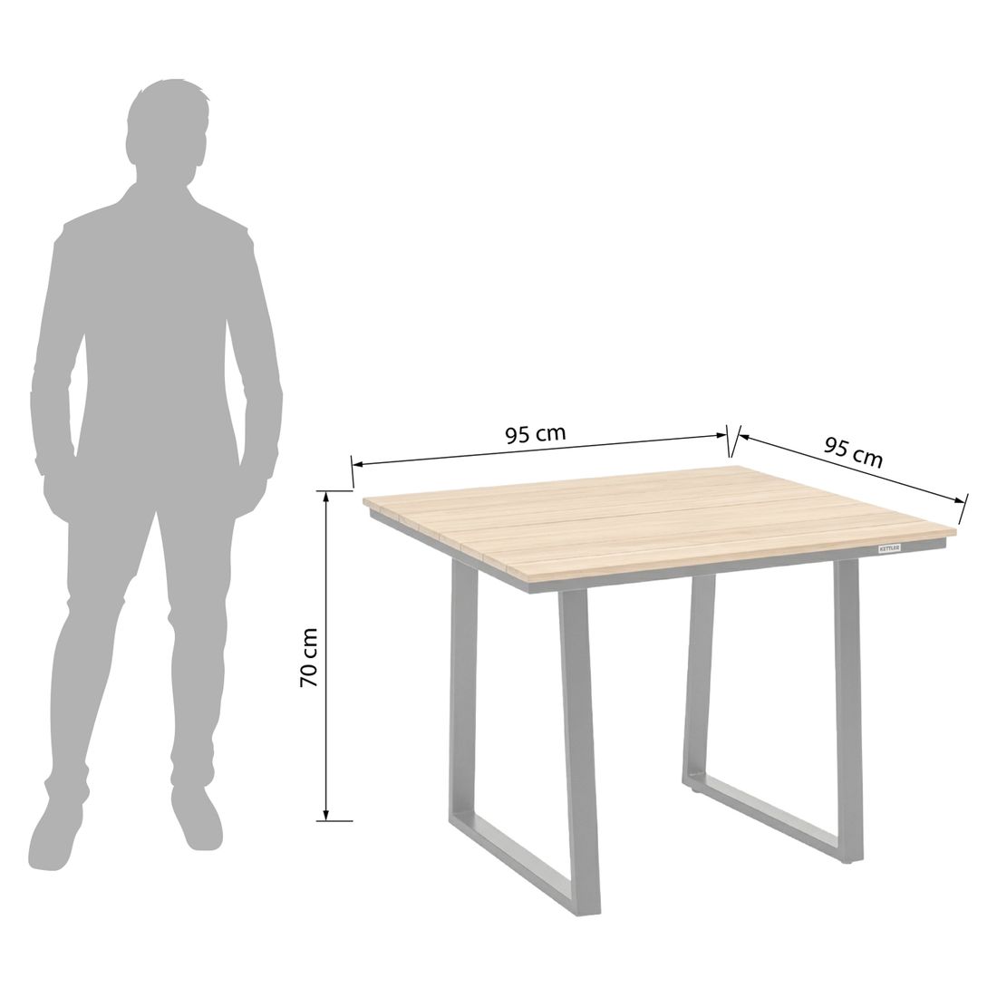 Kettler Skate Low Dining Gartentisch Aluminium/Teak