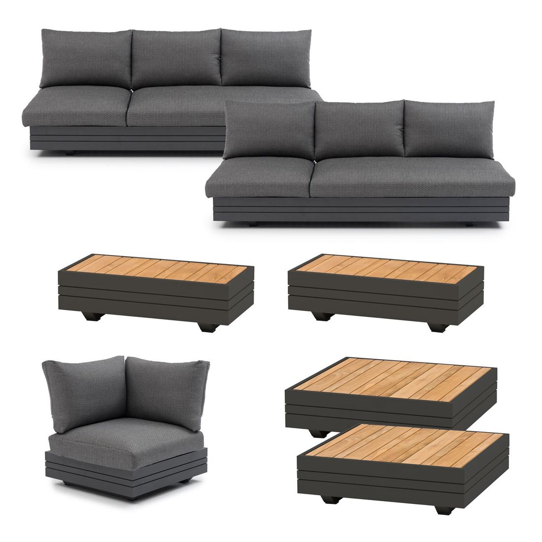 Zebra Cubo Neo Ecklounge inkl. Loungetische Aluminium/Sunproof