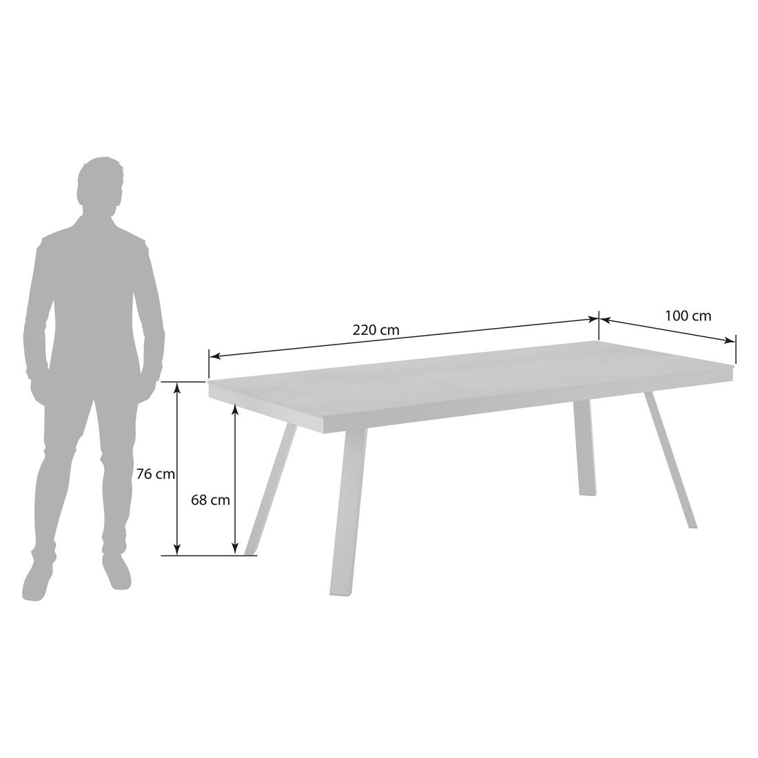 OUTLIV. Gartentisch 220x100cm Aluminium/HPL