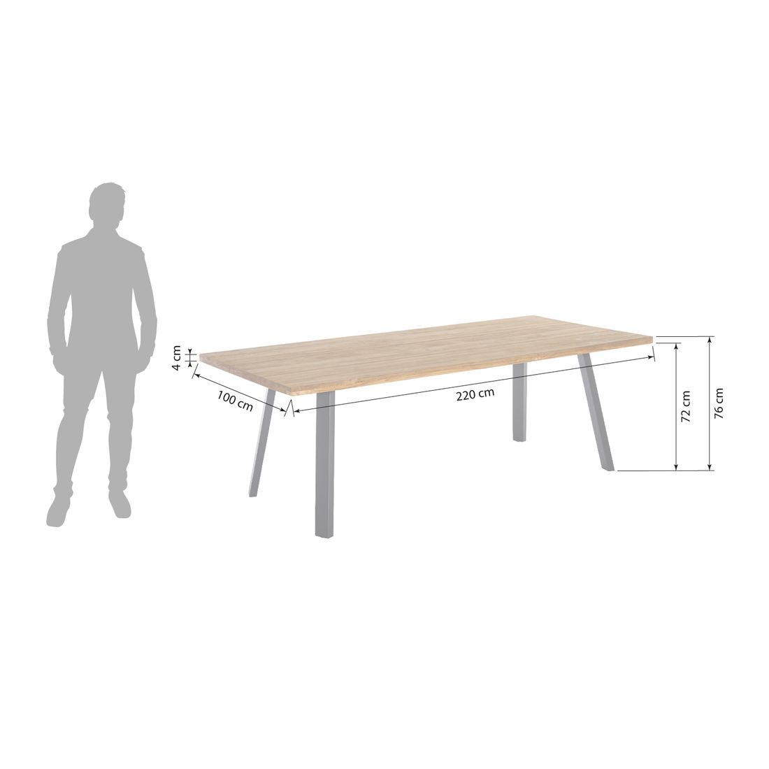 OUTLIV. Orleans Gartentisch Edelstahl/Teak recycelt