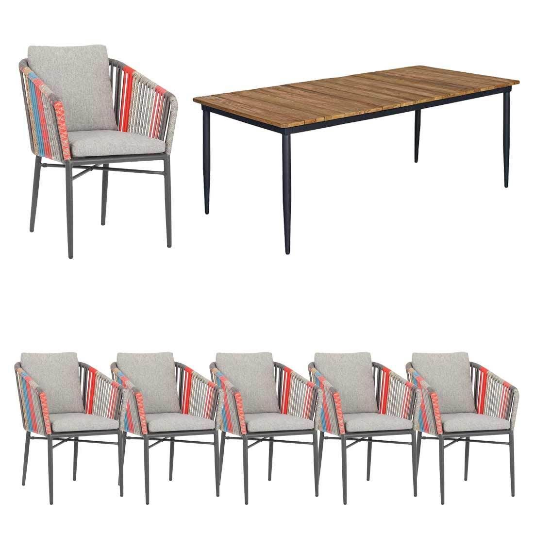 Acamp Manhattan Gartenmöbel-Set L (6 Plätze) mit OUTLIV. Tisch 220x100cm