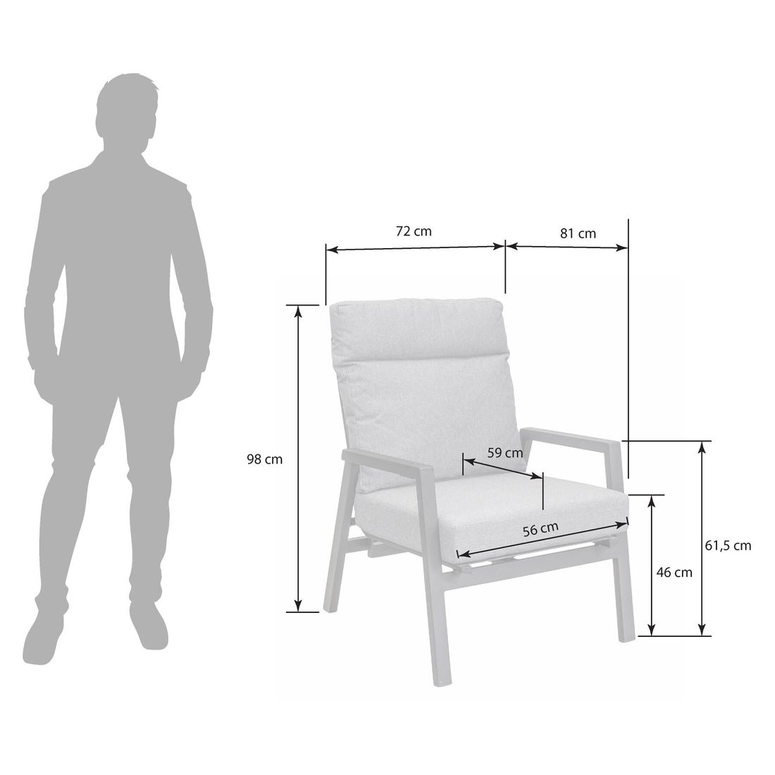 OUTLIV. Perth Loungesessel verstellbar Aluminium/Polyester