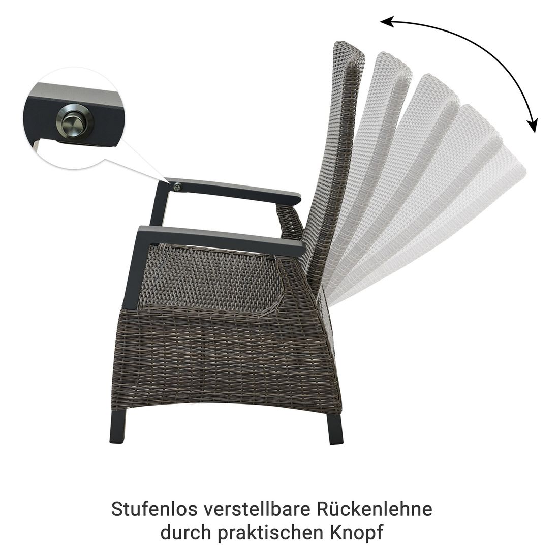 Siena Garden Corido Move Gartensessel verstellbar Aluminium/Gardino-Geflecht