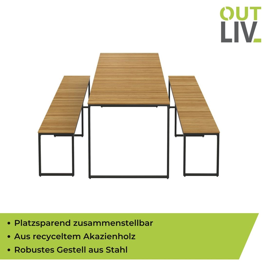 OUTLIV. Floris Gartenmöbel-Set L (6 Plätze) Tisch 210x78cm