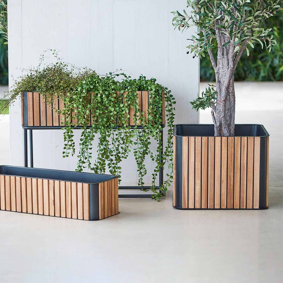 Cane-Line Combine Pflanzgefäß 53x53x40cm Teak/Alu
