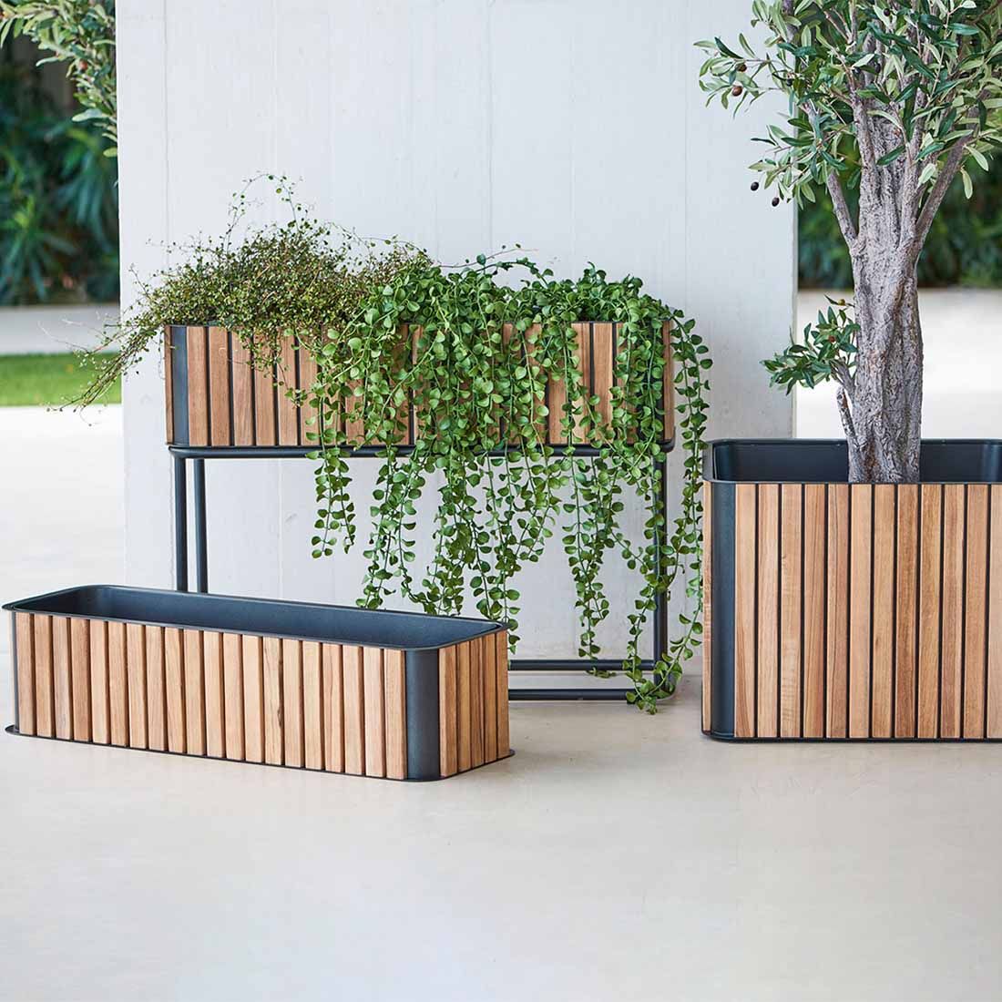Cane-Line Combine Pflanzgefäß 83x62x28cm Teak/Aluminium