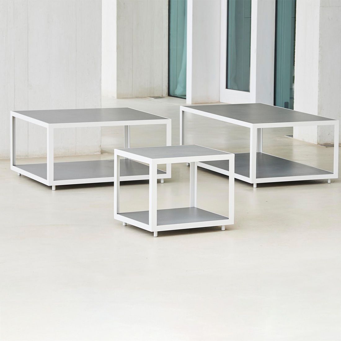 Cane-Line Level Beistelltisch 79x79cm Aluminium/Keramik