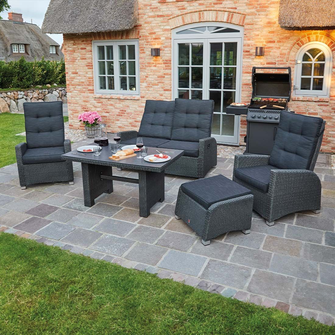 LC Garden Barcelona Gartensessel verstellbar Geflecht/Polyester