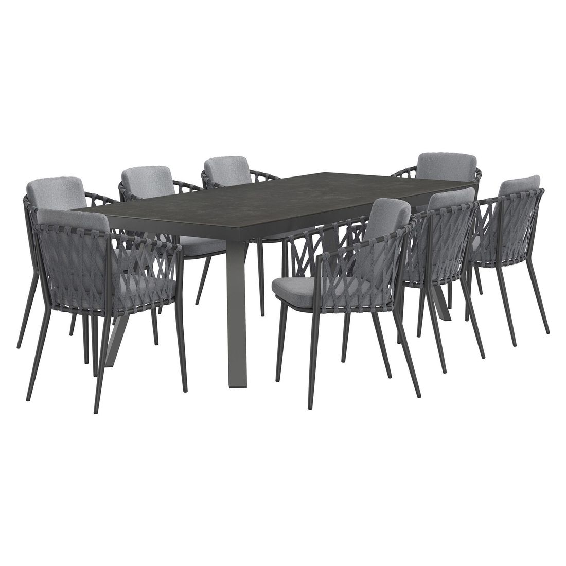 OUTLIV. Cairns Gartenmöbel-Set XL (8 Plätze) Tisch 220x100cm Aluminium/Glaskeramik Vierfuß