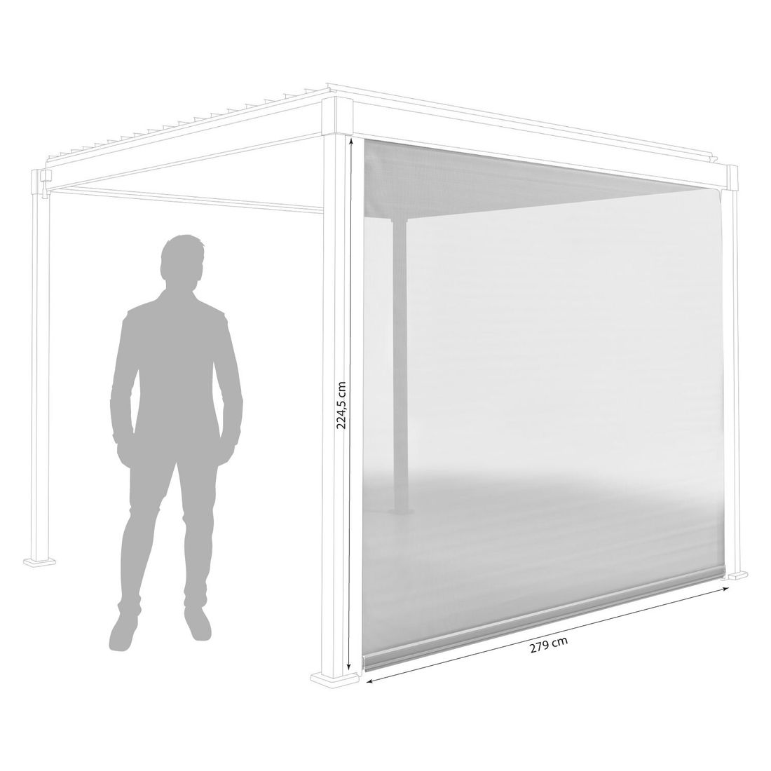 OUTLIV. Solid Seitenrollo 300cm Aluminium/Textilene