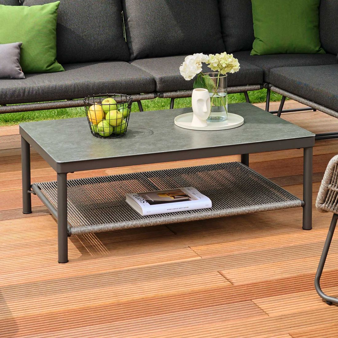 Siena Garden Kansas Loungetisch 110x70cm Aluminium/Glaskeramik