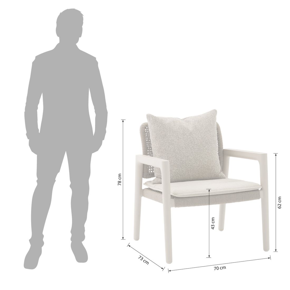 Zebra Cozy Gartensessel Low Dining Aluminium mit Sitz- und Rückenkissen