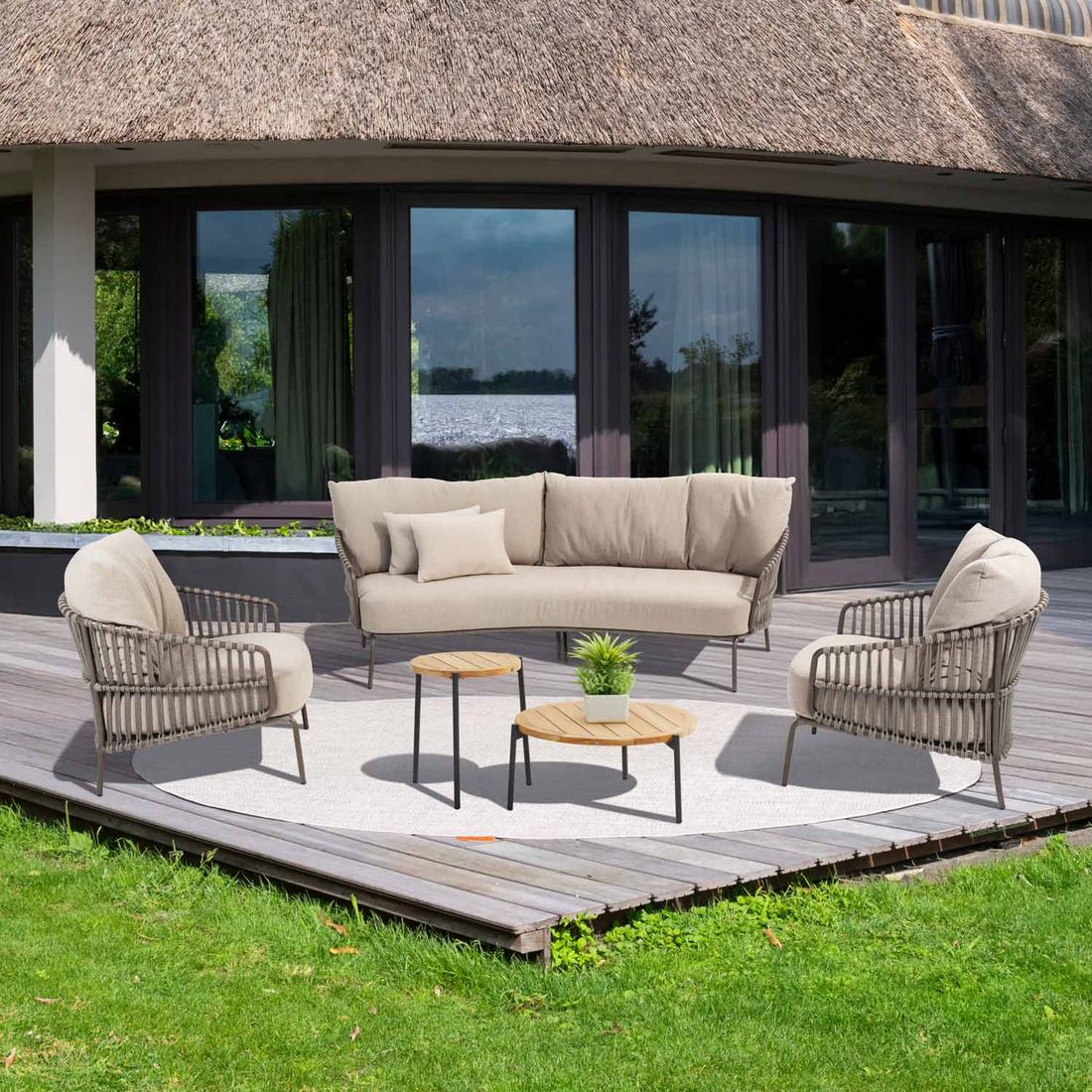 4Seasons Capalbio Loungeset inkl. Loungetisch Edelstahl/Rope/Olefin