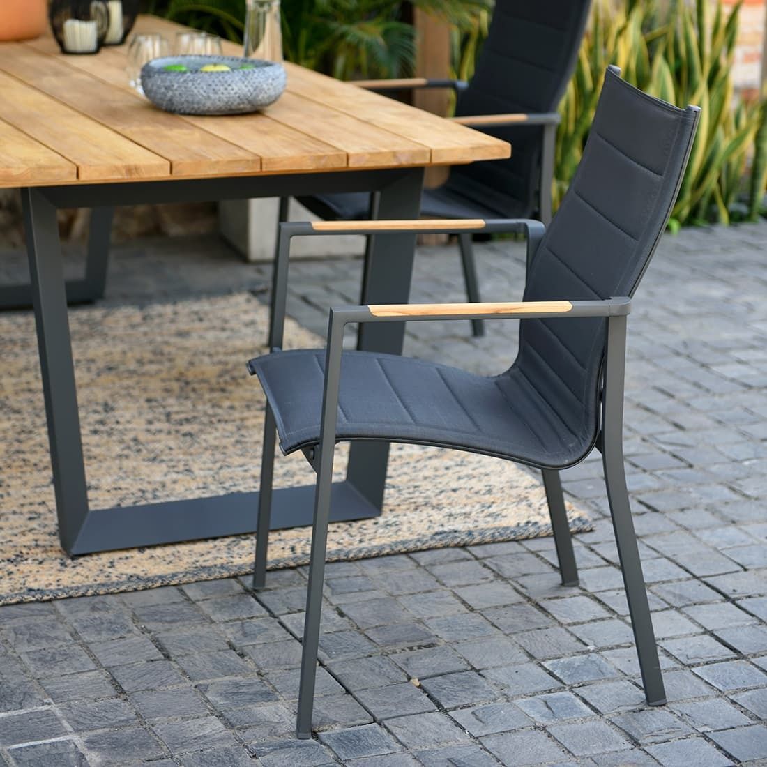 LifestyleGarden Jimmy Gartentisch 216x99cm Aluminium/Teak recycelt