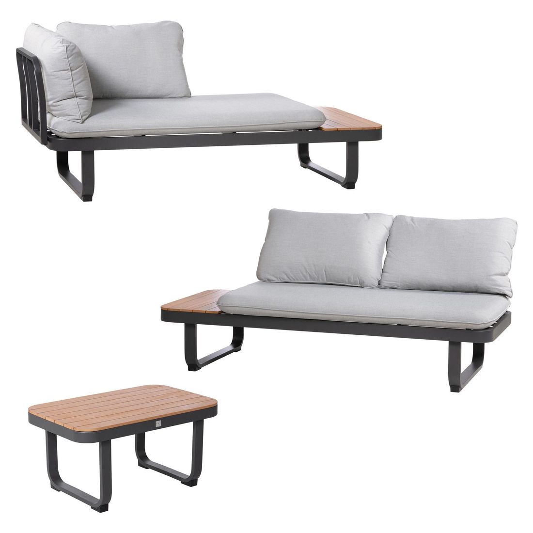 OUTLIV. Madagaskar Ecklounge Aluminium/Akazie/Polyester