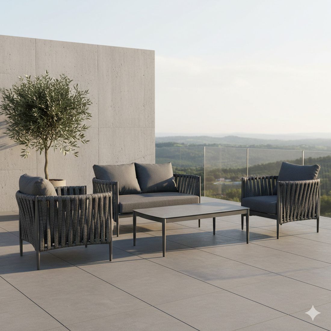 OUTLIV. Lena Loungeset Aluminium/Rope/Createxx