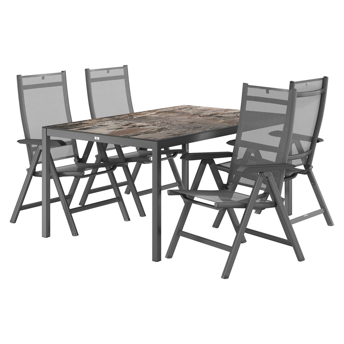 Kettler Basic Plus Gartenmöbel-Set mit OUTLIV. Tisch Aluminium/Dekton