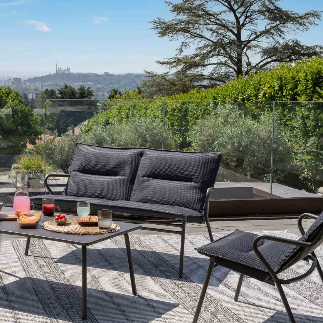 Lafuma Vence Loungeset 4-tlg. Stahl/BeComfort
