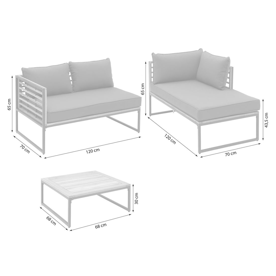 OUTLIV. Floris Ecklounge inkl. Loungetisch Stahl/Akazie/Polyester