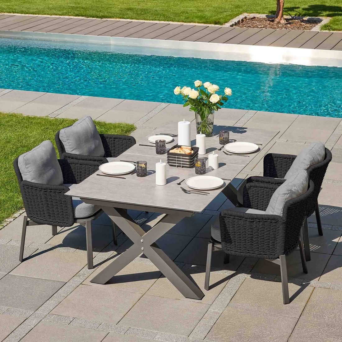 LC Garden Catalina Gartensessel Aluminium mit Sitz- und Rückenkissen