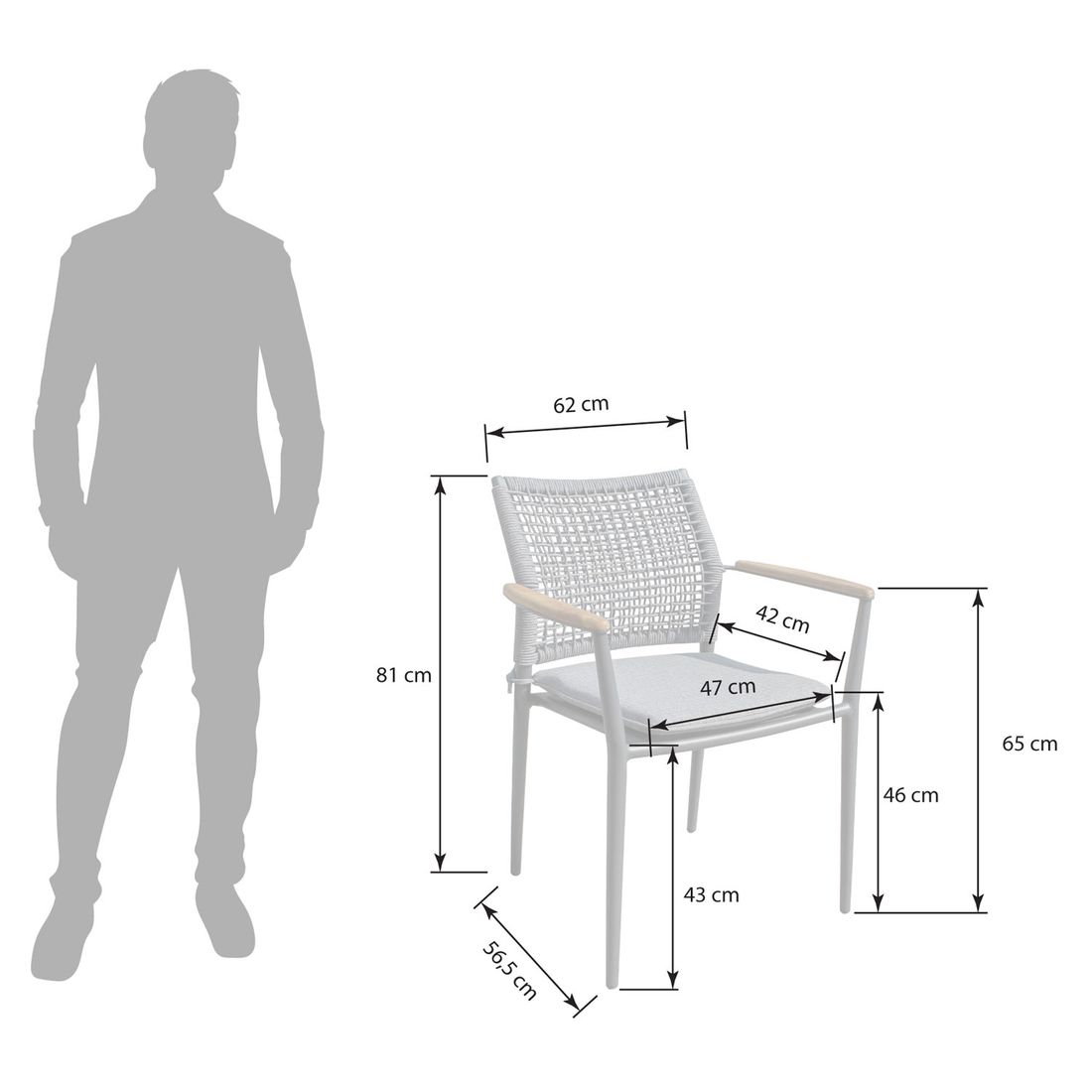 OUTLIV. Aruba Stapelsessel Aluminium mit Sitzkissen
