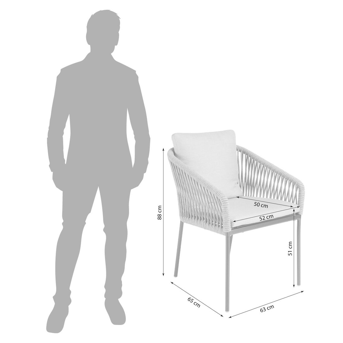 Stern Marla Stapelsessel Aluminium mit Sitz- und Rückenkissen