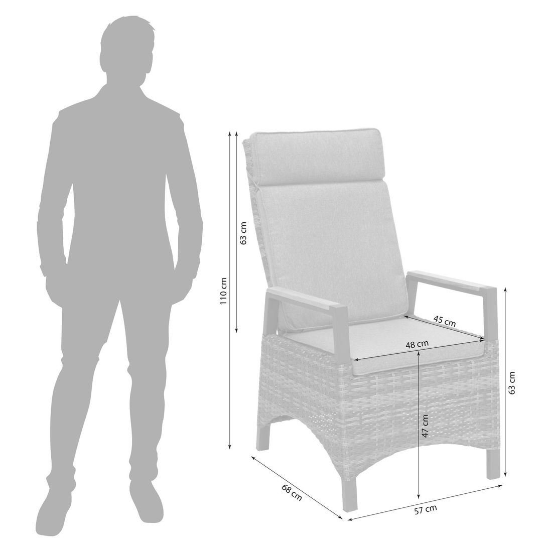 LC Garden Keramo Gartensessel verstellbar Aluminium mit Sitz- und Rückenkissen