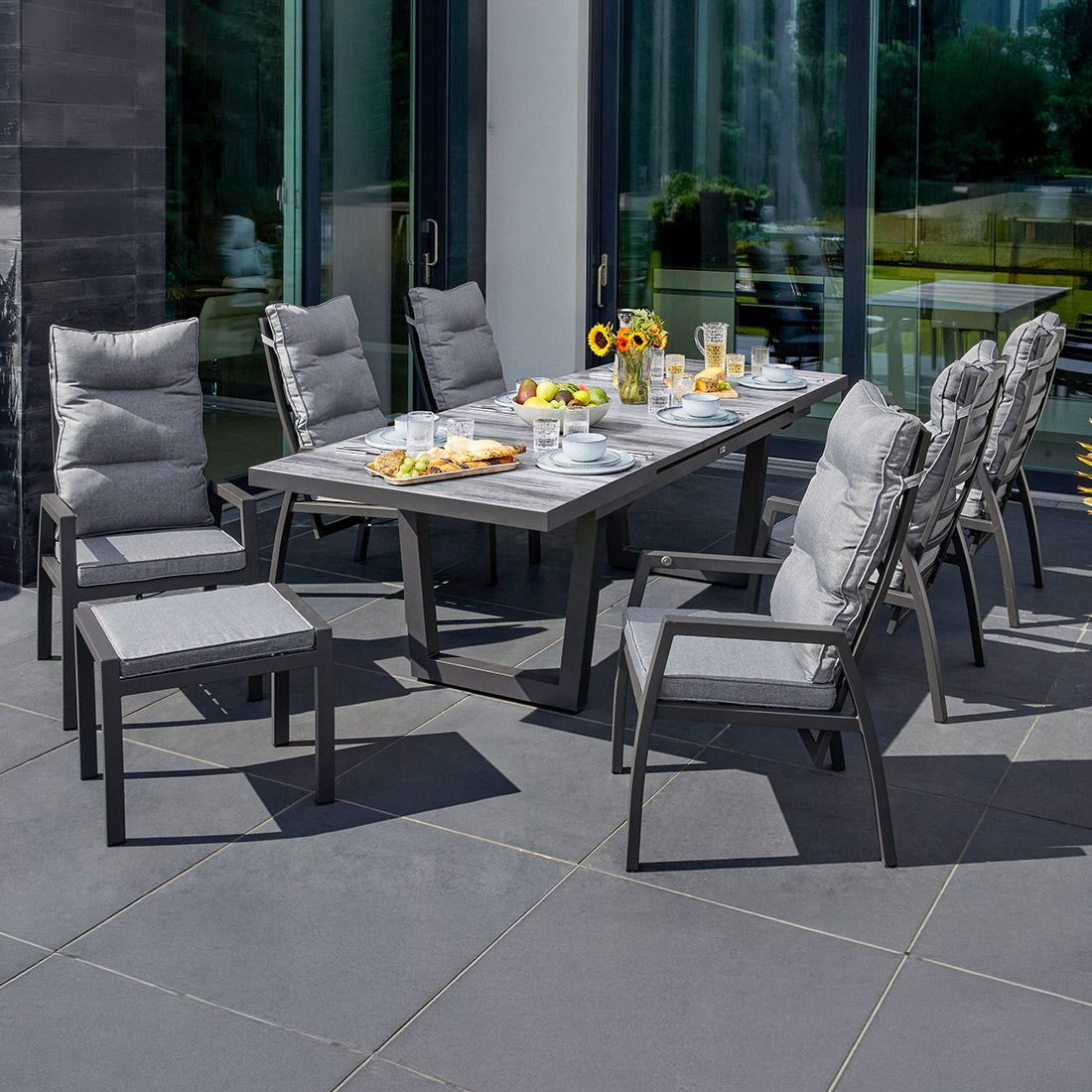 LC Garden Bondino II Gartenmöbel-Set L verstellbar (6 Plätze) Tisch 200/260x100cm