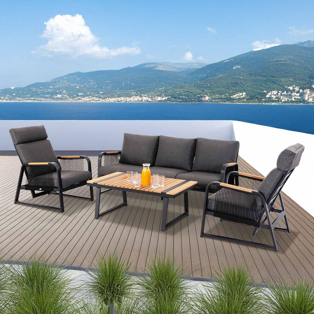 OUTLIV. Siena Loungeset inkl. Loungetisch Aluminium/Rope/Spun Polyester