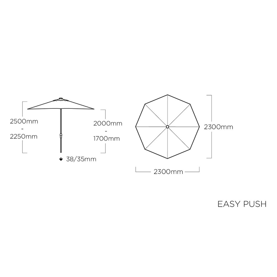 Kettler Easy Push Mittelstockschirm