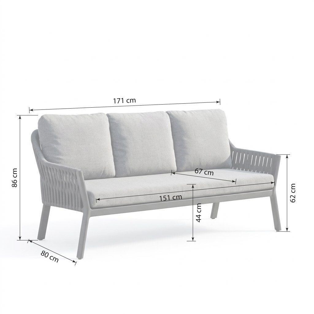 LC Garden Sofano Low Dining Dininglounge Tisch 140x80cm Aluminium/Rope/Olefin