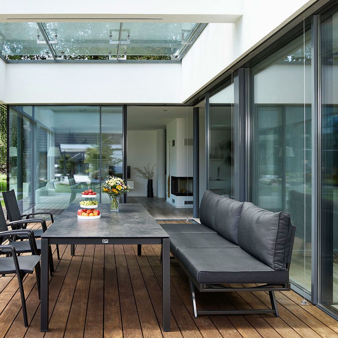 Sieger Auckland Diningsofa Aluminium/Sunproof