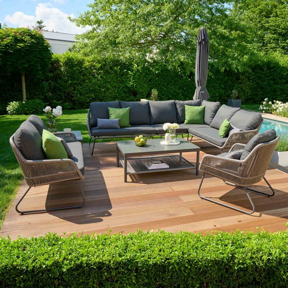 Siena Garden Kansas Ecklounge inkl. Loungetisch Aluminium/Gardino-Geflecht