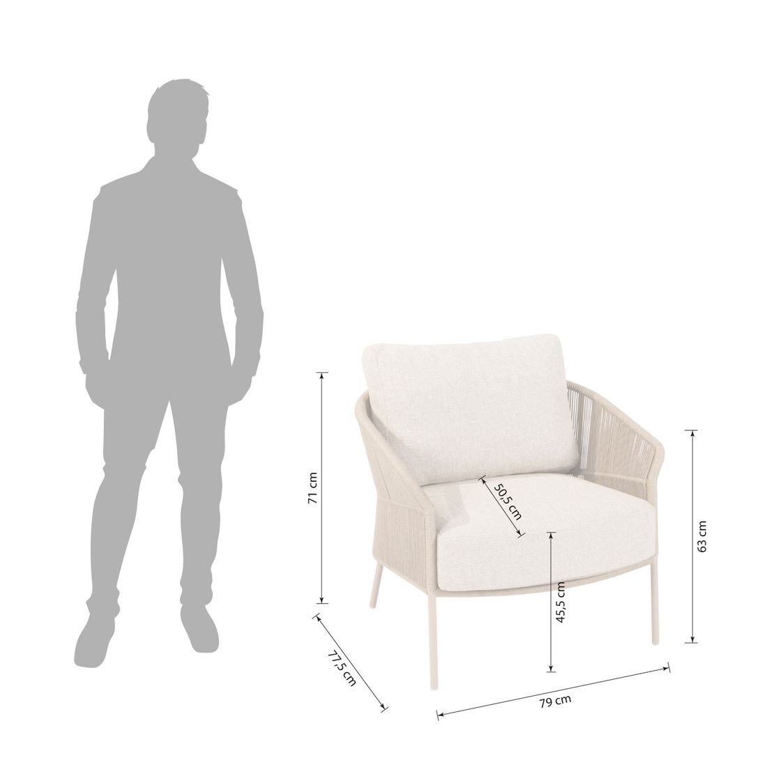 4Seasons Florence Loungesessel Aluminium/Rope/Olefin