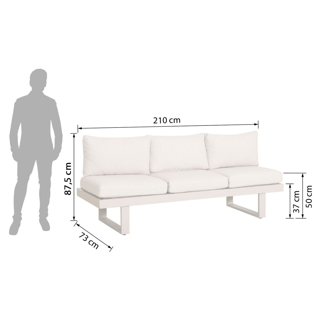 OUTLIV. Atlanta Diningsofa Aluminium/Polyester