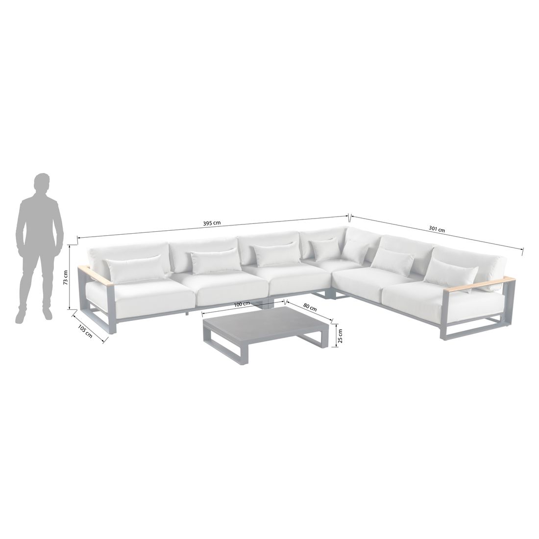 OUTLIV. Ravino Ecklounge inkl. Loungetisch Aluminium/Olefin