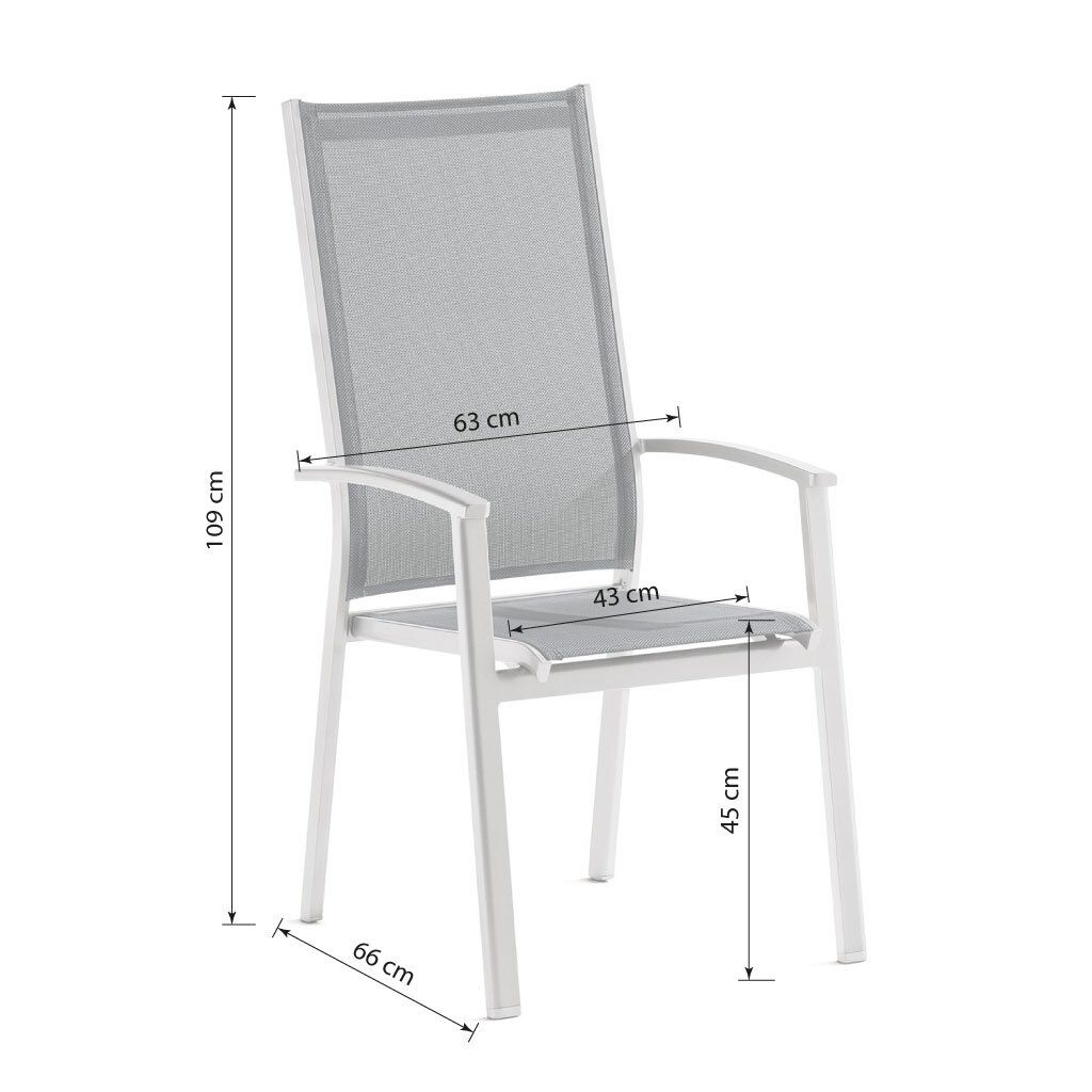 Sieger Lima Hochlehner-Stapelsessel Aluminium/Textilux
