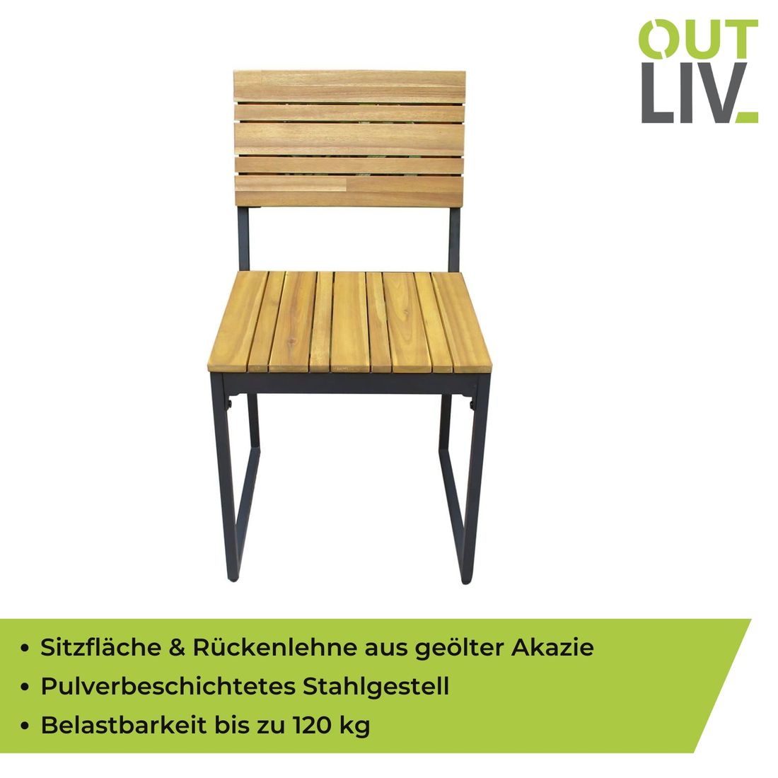 OUTLIV. Floris Stuhl Stahl/Akazie