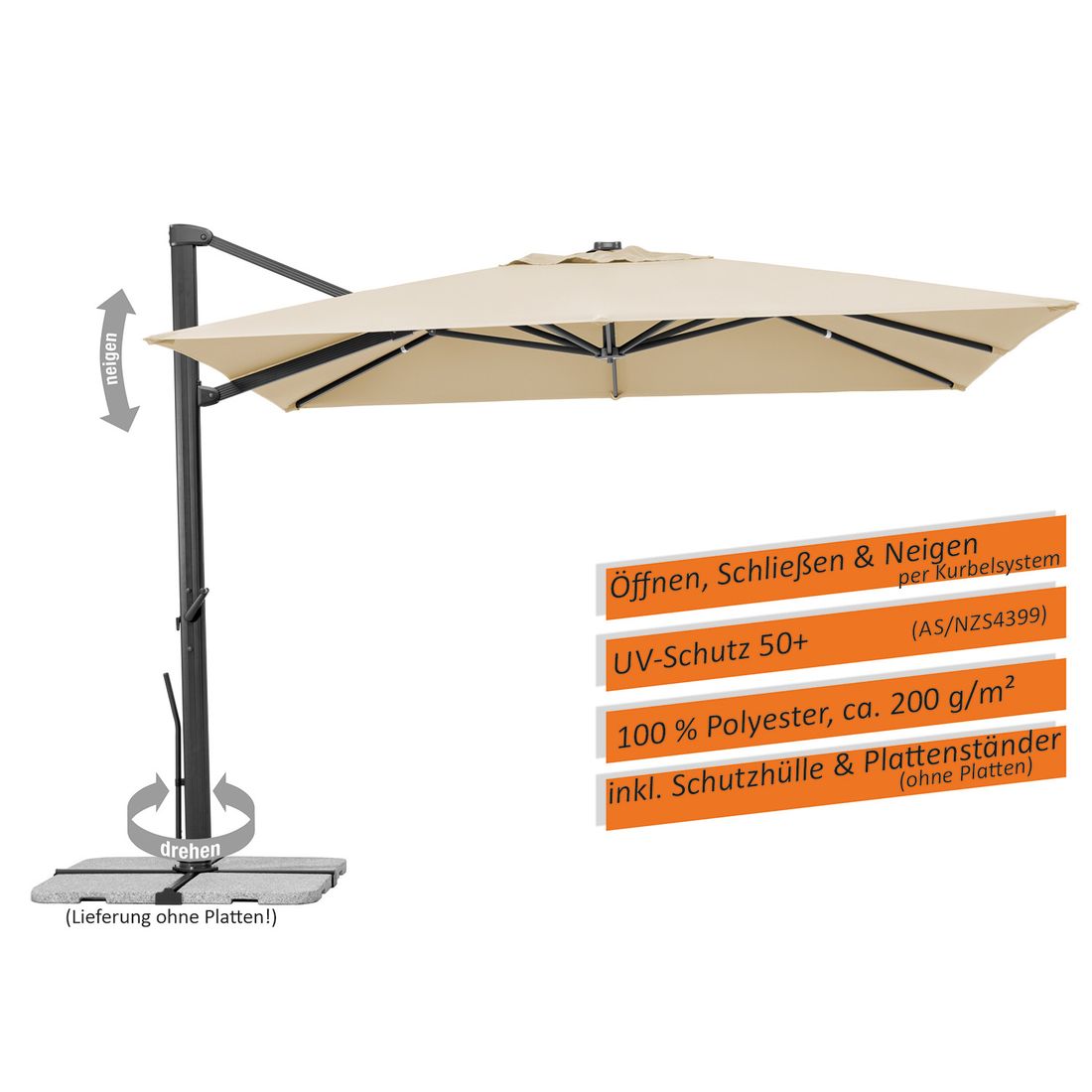 Schneider Rhodos Smart Ampelschirm 300x300cm