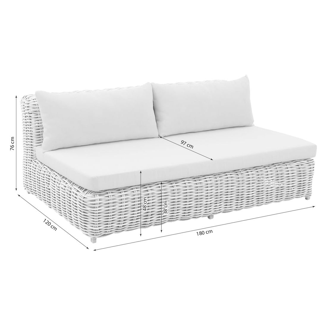 OUTLIV. Versailles Gartenloungesofa Geflecht/Spun Polyester