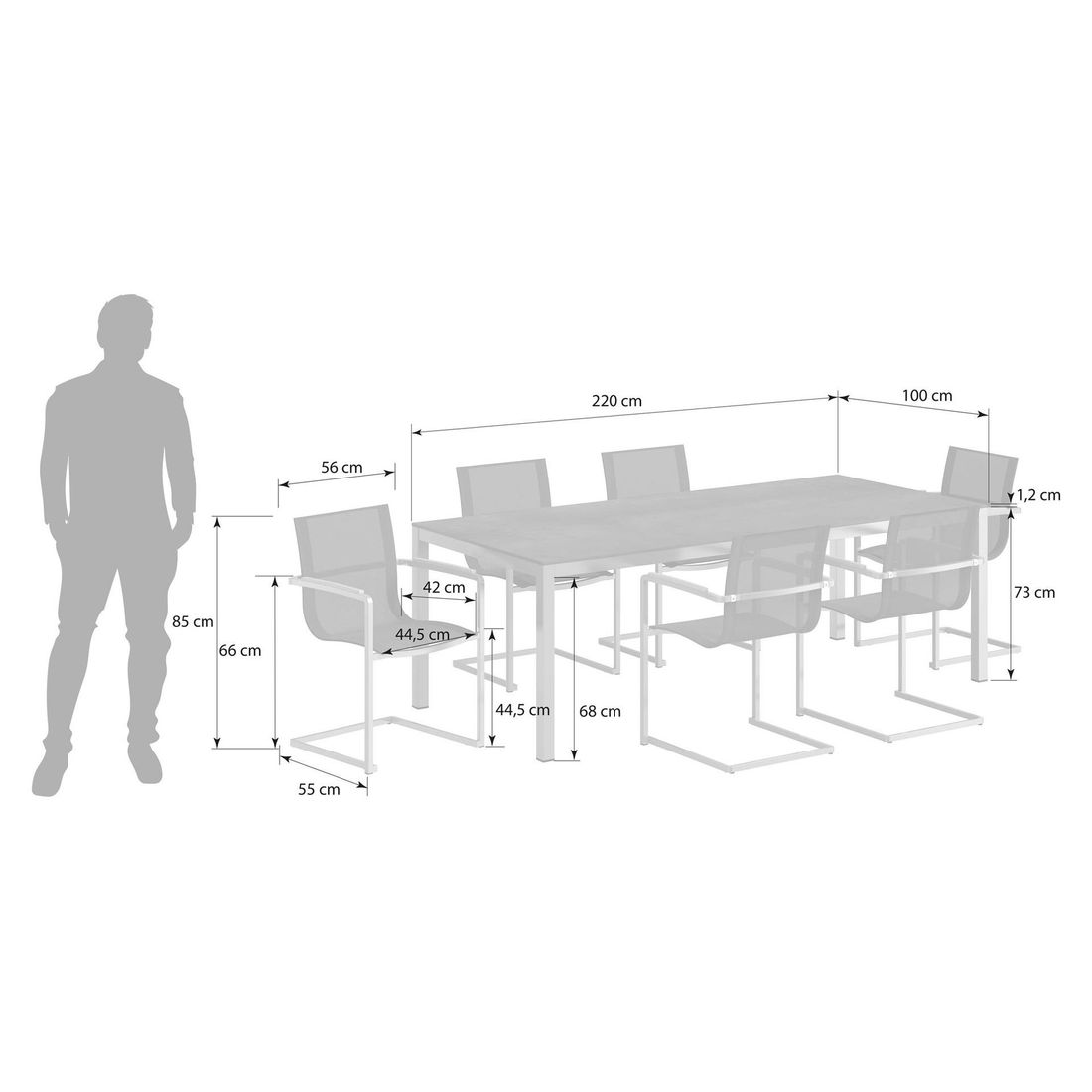OUTLIV. Rimini Gartenmöbel-Set L (6 Plätze) Tisch 220x100cm