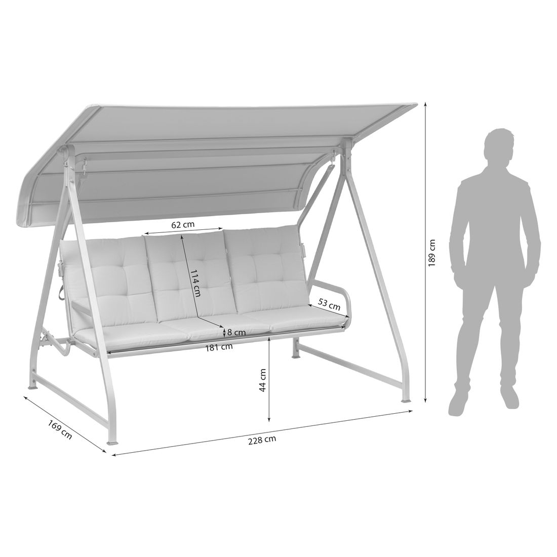 Kettler Paradiso Hollywoodschaukel inkl. Auflage Aluminium/Outdoorgewebe