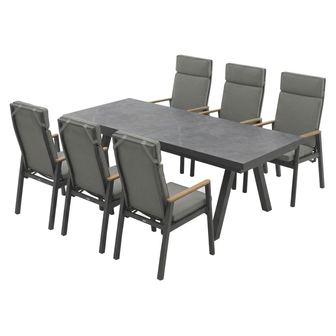 Interliving 7014 Gartenmöbel-Set L (6 Plätze) Tisch 200/260x100cm
