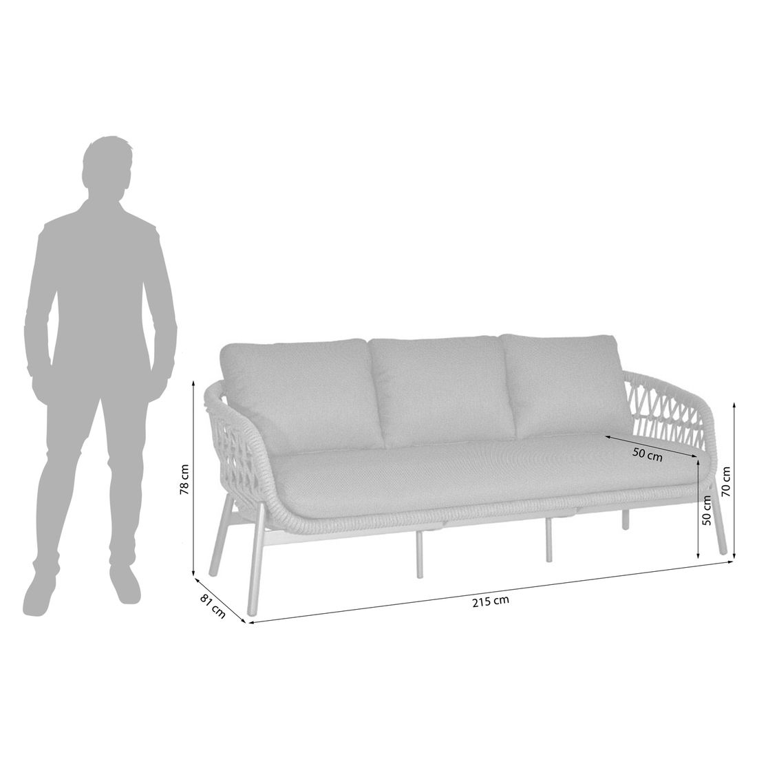 LC Garden Bari Diningsofa Aluminium/Rope