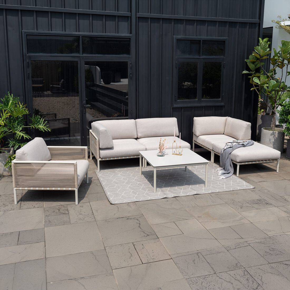 LifestyleGarden Horizon Loungeset inkl. Loungetisch Aluminium/Rope/Olefin